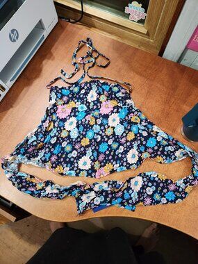 NWT Mexicali Blues Casey Halter Top Groovy Navy One Size Boho Festival Top